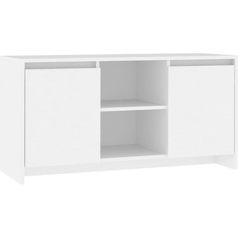 Mobile TV multimediale scaffale per televisione televisore buffet sala da pranzo soggiorno camera da letto 102 x 37,5 x 52,5 cm derivati del legno bianco 020025610