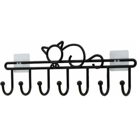 Manteau Crochet Mur Porte-Manteau Mur Porte-Manteau Moderne Fer Art Décoration Collant Crochet Noir (1/3)