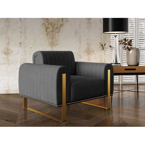 Sessel Designersessel VALERIE in Stoff Elisa Velvet Anthrazit (1/4)