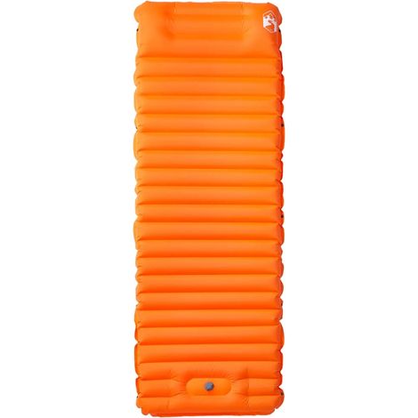 Matelas de camping autogonflant avec oreiller 1 personne orange