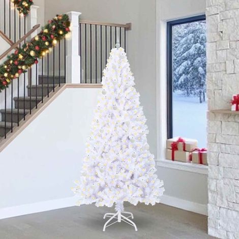 vidaXL Sapin de Noël artificiel avec 300 LED Blanc 240 cm PVC et Acier (1/5)