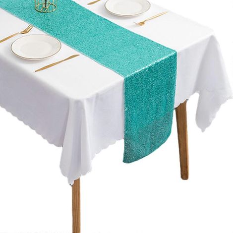Chemin de table à paillettes pour tables rectangulaires, scintillant pour mariages, anniversaires, banquets, 30 x 275 cm. (1/4)