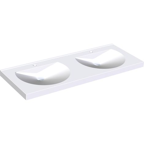 KWC AR Doppelwaschtisch, RONDA, MIRANIT,  1400x125x530 mm, Mulden rund