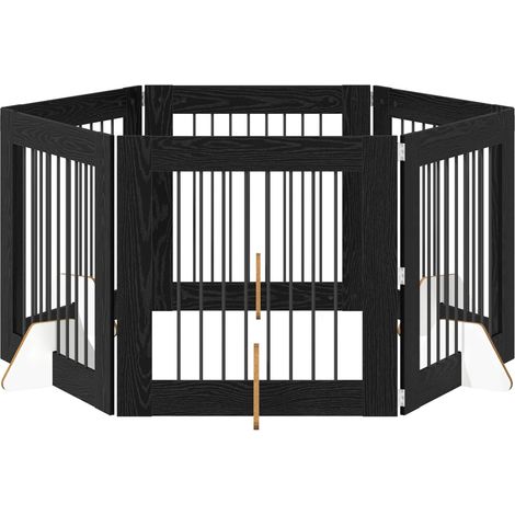 Foldable Dog Gate with Stands 6 pcs Black Oak 482 cm vidaXL