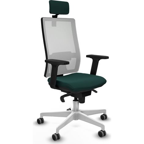 Horna sincro malla blanca similpiel verde botella brazos 2D base blanca cabecero 2D ruedas 65mm engomadas (1/5)
