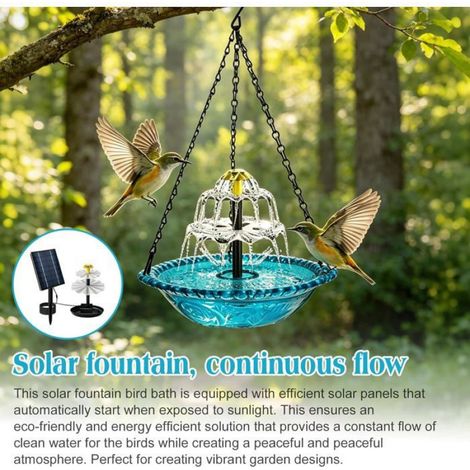 Bain D Oiseaux - Fontaine Solaire - Pour Jardin Balcon Terrasse - Diamètre 23 Cm - ABS Et Métal - 1 Unité (1/5)