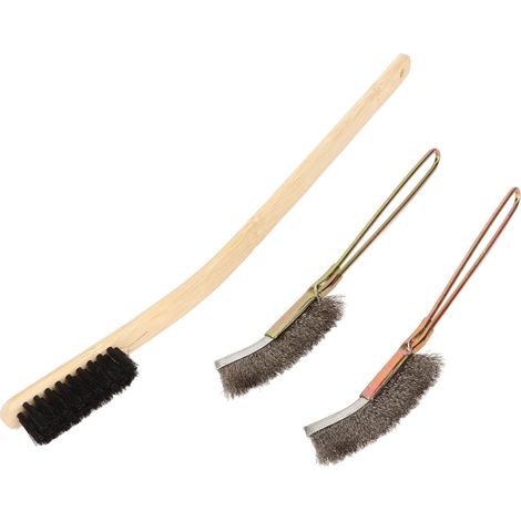 Brosse De Nettoyage Pour Cage À Oiseaux - Bambou Et Acier Inoxydable - Poignée Longue Et Dureté Moyenne - Pour Cages Domestiques - Lot De 3 (1/5)