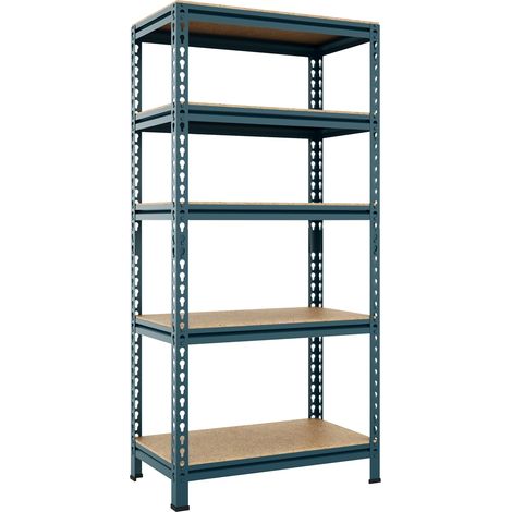 Yaheetech Rayonnage Etagères de Rangement 150 x 70 x 30 cm Étagère Metallique Atelier/Garage/Cuisine Charge Lourde 130 kg par Niveau sans Boulons Neptune Bleu
