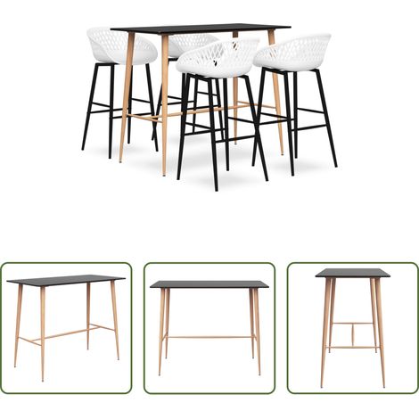 Tabouret de bar - Ensemble de bar 5 pcs Noir et blanc (1/5)