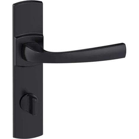 Ensemble de poignée Muze sur plaque - BEZAULT - Onyx noir mat - Plaque 185 x 41 mm - entraxe de fixation 165 mm - Condamnation