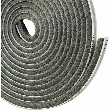Joint Brosse Adhésif pour Placard Porte Coulissante, Isolant Anti Froid et Anti Poussière, Longueur de 4,9m x 5mm x 9mm, Couleur Grise. (1/4)