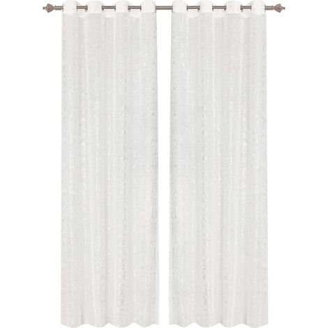 Tende Porta Finestra Occhielli Coppia Moderna 140x280 Cm Semitrasparente Interno - Bianco