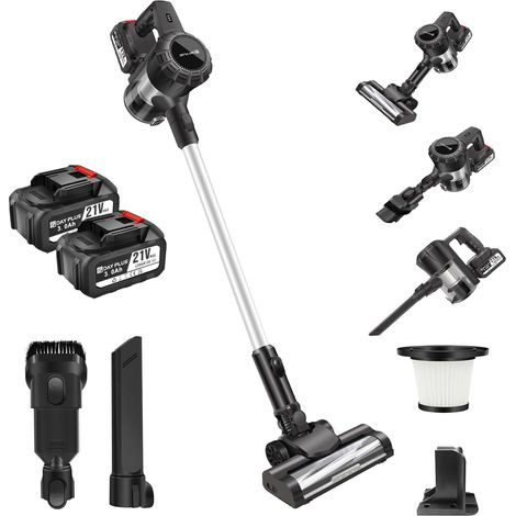 Aspirateur Sans Fil 21V 90 minutes D'autonomie 3-en-1 Aspirateur à Main Vertical Batterie 6000mAh LED Aspirateurs Légers Pour Sols en Bois dur Moquette Voiture Poils D'animaux Domestiques (1/5)
