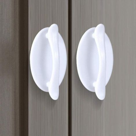 2 Pcs Poignée Ronde Porte En Verre Armoire Placard Tiroir Invisible Poignée Auto-Adhésive (Couleur : Blanc)