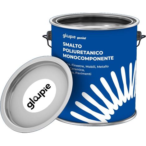 GLOUPIE GENIAL Smalto Poliuretanico Monocomponente Ad Acqua Per Interni Ed Esterni, Bianco Opaco, 0,75 Lt, Made In Italy