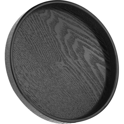 Plateau de service rond en bois massif pour thé, café, en-cas et repas, 27 cm. (1/5)