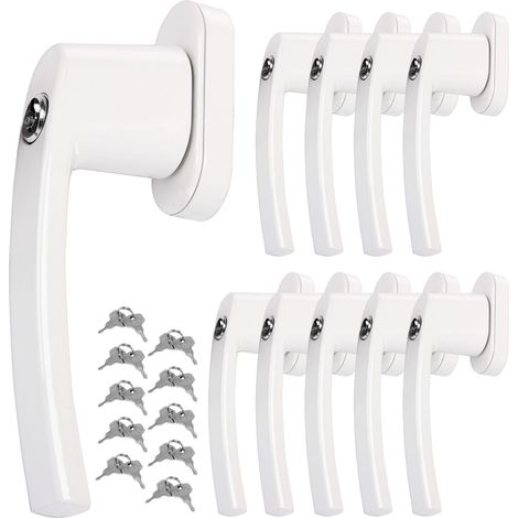 MONZANA® Poignée de fenêtre verrouillable à clés sécurité enfants poignée de sécurité pour fenêtre acier inoxydable 10x Blanc