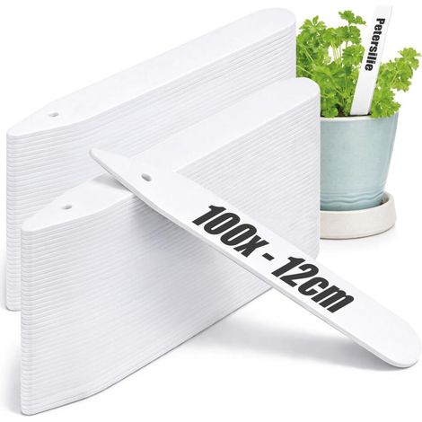 100x étiquettes pour Plantes étiquettes enfichables 12 cm pour Chambres,balcons,Jardins Bouchons de Plantes pour l'étiquetage (100 pièces Blanc 12cm) (1/5)