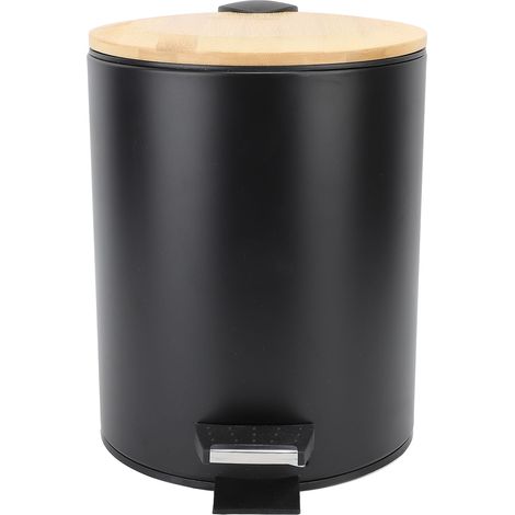 poubelle-Poubelle Bamboo Noir 7L avec Ouvre-Pied et Fermeture Silencieuse (1/5)