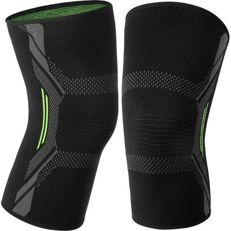 Supporto per ginocchio sportivo, confezione da 2, benda elastica di compressione, protezione del ginocchio, ideale per corsa, lesioni ai legamenti, osteoartrite, rotture del legamento crociato anterio (1/5)