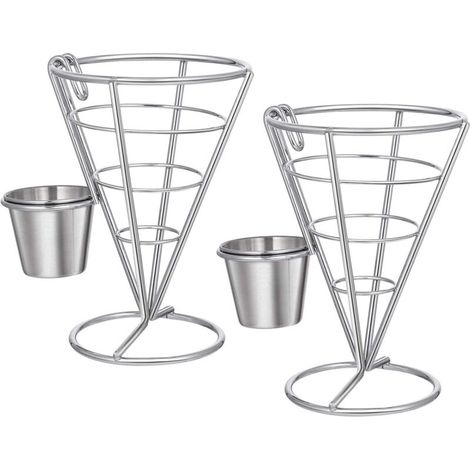 Set di 2 supporti conici per patatine fritte e snack, porta patatine verticali per buffet, feste e fast food - Crezuo
