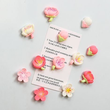 12 pcs Aimants de réfrigérateur en résine de sakura simulé avec design fleur Kawaii - Aimants décoratifs floraux pour réfrigérateur, tableau blanc et tableau de messages photo, décoration de cuisine e (1/5)
