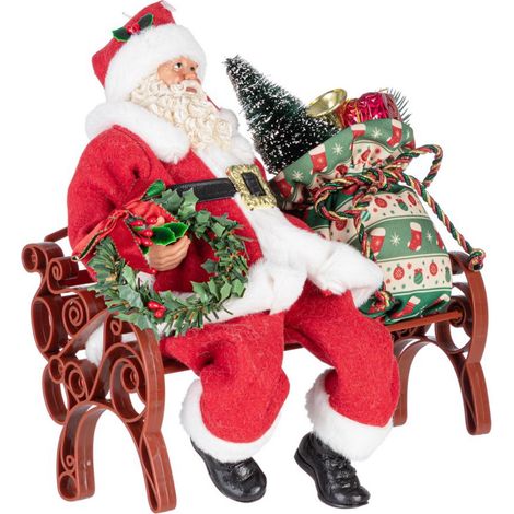 Babbo natale" Denzel" rosso in poliestere per decorazioni natalizie -Con valigia (1/2)