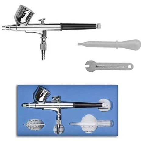 Aerographe gravité Alimentation Double Action Pistolet aerographe kit pour Tatouage manucure Spray modèle Air Brush ongle d'art 0,3 mm (1/5)