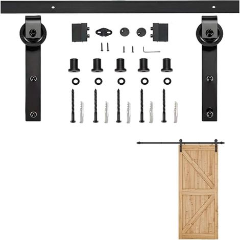 Rail Coulissant for Porte de Grange, matériel à roulettes Robuste, système de Glissement en Douceur for Portes de séparation de Placard de Cuisine(3m Track kit) (1/5)