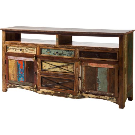 NATURE OF SPIRIT 131 Credenza in legno riciclato - laccato / multicolore 190x45x95
