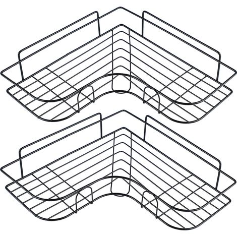 Étagère d'angle avec support en fer, étagère de rangement triangulaire, installation sans perçage pour salle de bain et cuisine (1/5)