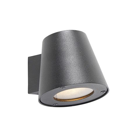 QAZQA Moderno Lámpara de pared exterior moderna negra IP44 - Skittle Acero inoxidable /Vidrio Redonda Adecuado para LED Max. 1 x 35 Watt