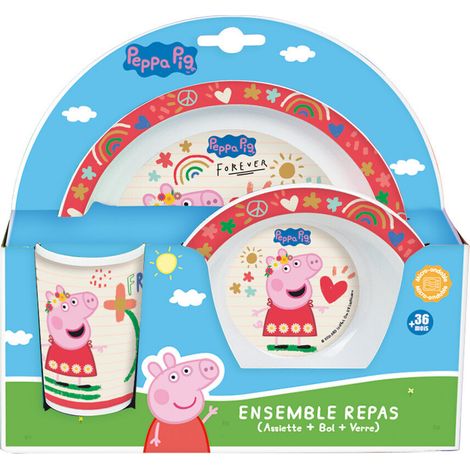 Peppa Pig Rouge Ensemble Repas (Assiette, Bol, Verre) (1/4)