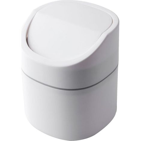 Poubelle De Bureau - Avec Couvercle - Démontable - En Plastique - Pour Bureau Chambre Salle De Bain Bureau Maison - Blanc (1/5)