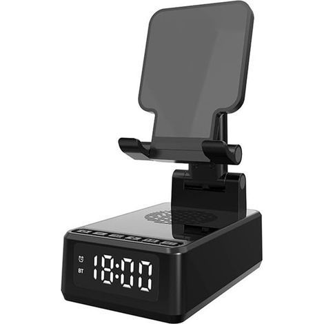 Réveil numérique à double alarme – Volume et luminosité réglables – Écran LED multicolore avec veilleuse – Fonction snooze et sauvegarde de la mémoire – Noir (1/5)