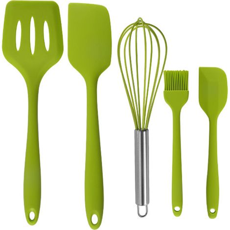 Ensemble d'ustensiles de cuisine, 5 spatules en silicone - Kit d'outils de cuisine (1/5)