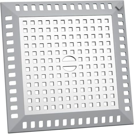 Shower Hair Catcher 12.3 x 12.3 cm Square Kitchen Sink Filter in Silver Stainless Steel Anti-Clog Sink Grid (1/5)