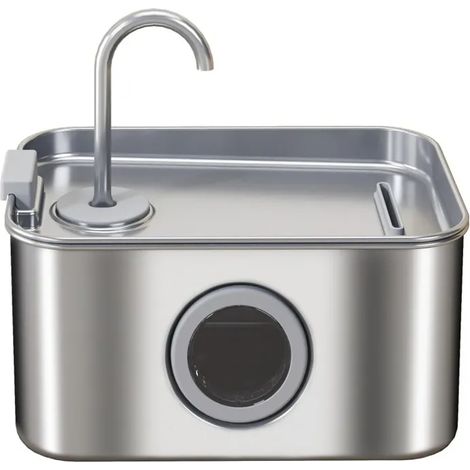 Fontaine à eau pour chat 3,2 L en acier inoxydable 304 – Pompe silencieuse, filtre à charbon actif, argent
