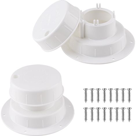 Coperture per prese d'aria sul tetto del camper, set di 2 coperture per prese d'aria bianche con viti per rimorchio, camper, roulotte, kit di coperture per prese d'aria per camper per tubi da 1 a 2 3/