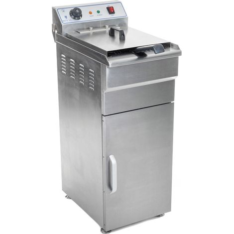 Helloshop26 – Friteuse professionnelle 16L – Acier inox – Minuterie – Robinet de vidange – Puissance 6kW – Température max 200°C