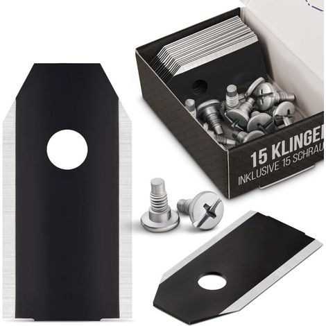 15x Titanium BLACK lames pour tous les Husqvarna Automower - 15 vis incluses - Lames de tondeuses-robots adaptées aux Husqvarna 305, 308, 310, 315, 320, 420, et bien d'autres.