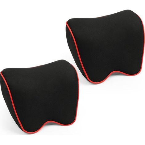 2pcs Car Headrest Cushion, Car Headrest with Adjustable Straps, Neck Pillows with Removable Breathable Memory Foam Sleeves, Black (1/5)