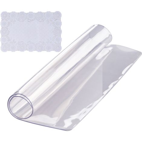 Nappe Carrée Transparente 30,5x30,5 cm Film de Table Transparent en PVC Épaisseur 1,5 mm avec Coins Arrondis Découper sur Mesure avec Nappe en Tissu 45x30 cm Protection de Table Transparente (1/5)