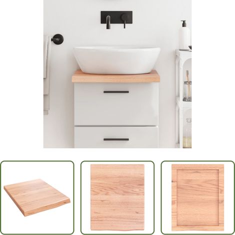 vidaXL Plan de travail en bois -  Comptoir de salle de bain marron 40x50x(2-4) cm bois traité (1/5)