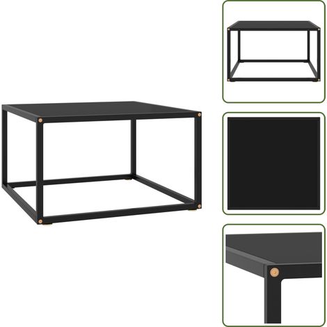 Couchtisch Schwarz mit Schwarzem Glas 60x60x35 cm - Couchtisch - Wohnzimmertisch - Schwarzer Couchtisch - Glastisch - Modernes Sofa Regal (1/5)