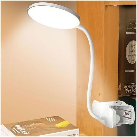 Lampe de Bureau Pince Lampe de Lecture USB Rechargeable Portable, Lampe de Bureau Commande Tactile avec Gooseneck, 3 Modes et Dimmable Luminosité Lampe Lecture Enfant pour Lire, Étude (1/5)