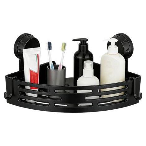 Étagère de douche, étagère d'angle à ventouse, étagères d'angle de douche – pour shampooing, savon, jouets, porte de toilette, appartement, dortoir, camping-car, salle de bain (1/5)