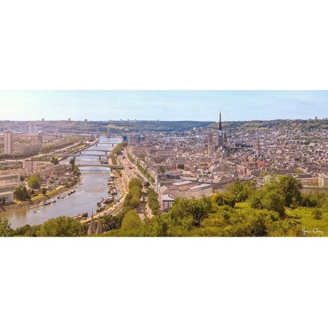 Tableau sur verre synthétique panorama Rouen 65x145 cm - Impression sur Verre synthétique - Image HD imprimée sur Verre synthétique - Tableau mural décoratif - Fabriqué en France (1/5)