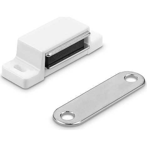 10x loquet magnétique porte - Loqueteau aimanté pour porte armoire - Fermeture aimant pour meuble avec plaquette (1/4)
