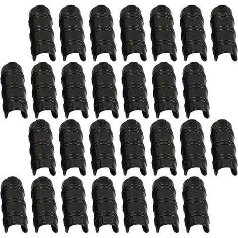 Abrazaderas para mangueras de invernadero – 30 unidades, para asegurar cubiertas/láminas/plantas, 32 mm de diámetro, plástico resistente.